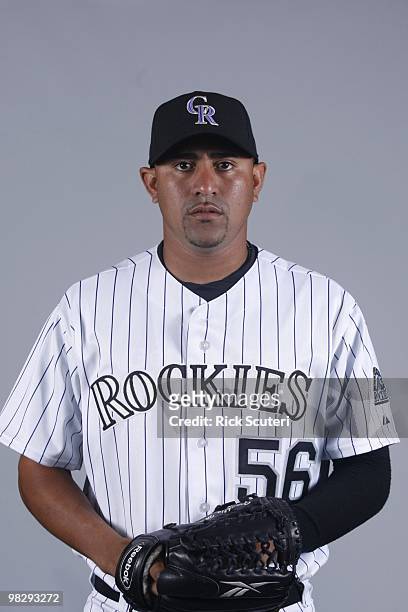 Franklin Morales of the Colorado Rockies poses during Photo Day on Sunday, February 28, 2010 at Hi Corbett Field in Tucson, Arizona.