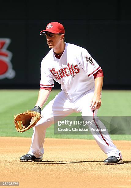 Infielder Adam LaRoche of the Arizona Diamondbacks in action during the Opening Day major league baseball game against the San Diego Padres at Chase...