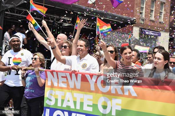 New York State Governor Andrew Cuomo attends the 2018 New York City Pride March on June 24, 2018 in New York City.