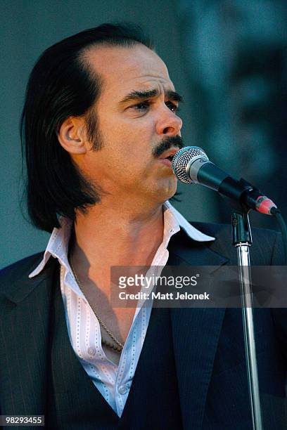 Musician Nick Cave and The Bad Seeds perform on stage at the Belvoir Amphitheatre on January 20, 2009 in Perth, Australia.