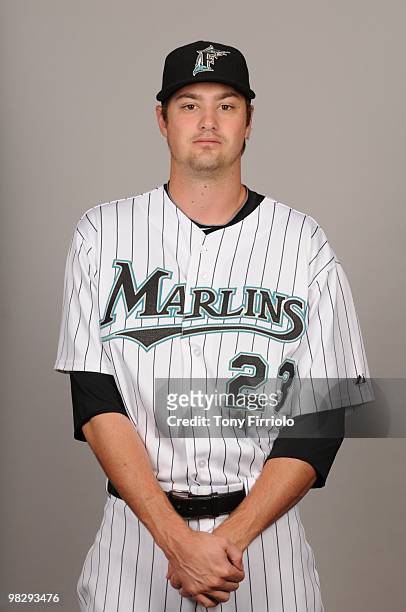 Andrew Miller of the Florida Marlins poses during Photo Day on Sunday, March 2, 2010 at Roger Dean Stadium in Jupiter, Florida.