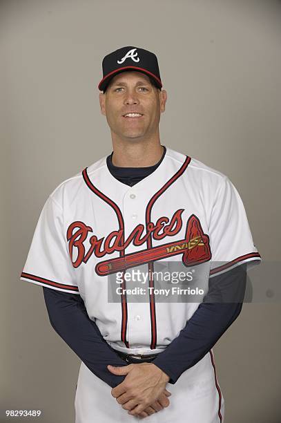 Tim Hudson of the Atlanta Braves poses during Photo Day on Friday, February 26, 2010 at Champion Stadium in Lake Buena Vista, Florida.