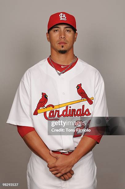 Kyle Lohse of the St. Louis Cardinals poses during Photo Day on Monday, March 1, 2010 at Roger Dean Stadium in Jupiter, Florida.