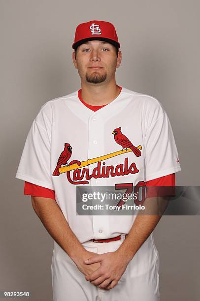 Lance Lynn of the St. Louis Cardinals poses during Photo Day on Monday, March 1, 2010 at Roger Dean Stadium in Jupiter, Florida.