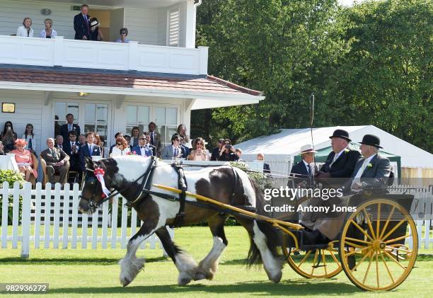 Queen Elizabeth II and Prince Philip, Duke of Edinburgh attend The OUT-SOURCING Inc Royal Windsor Cup 2018 polo match at Guards Polo Club on June 24,...