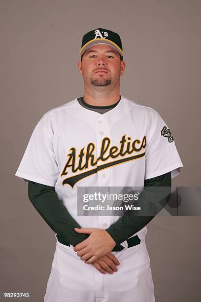 Matt Wright of the Oakland Athletics poses during Photo Day on Monday, March 1, 2010 at Phoenix Municipal Stadium in Phoenix, Arizona.