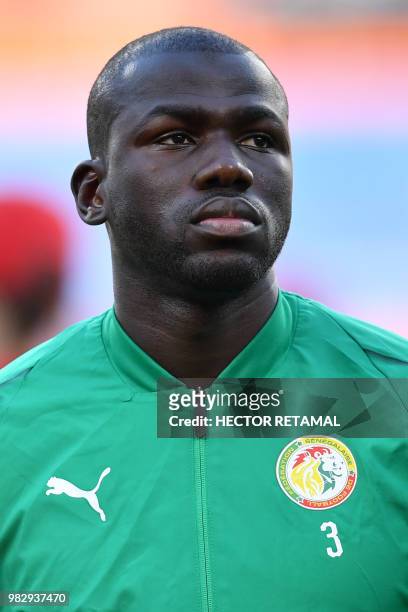 Senegal's defender Kalidou Koulibaly poses for a photo before the Russia 2018 World Cup Group H football match between Japan and Senegal at the...