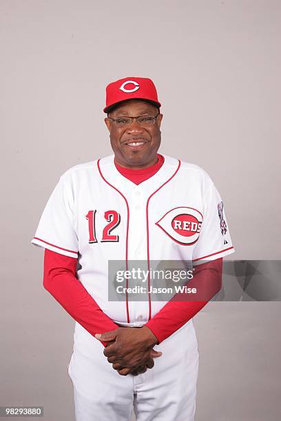 Dusty Baker of the Cincinnati Reds poses during Photo Day on Wednesday, February 24, 2010 at Goodyear Ballpark in Goodyear, Arizona.