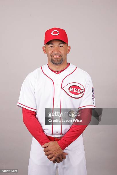 Miguel Cairo of the Cincinnati Reds poses during Photo Day on Wednesday, February 24, 2010 at Goodyear Ballpark in Goodyear, Arizona.