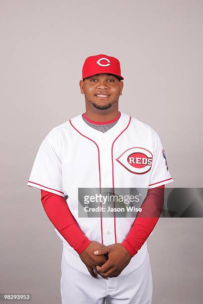 Juan Francisco of the Cincinnati Reds poses during Photo Day on Wednesday, February 24, 2010 at Goodyear Ballpark in Goodyear, Arizona.