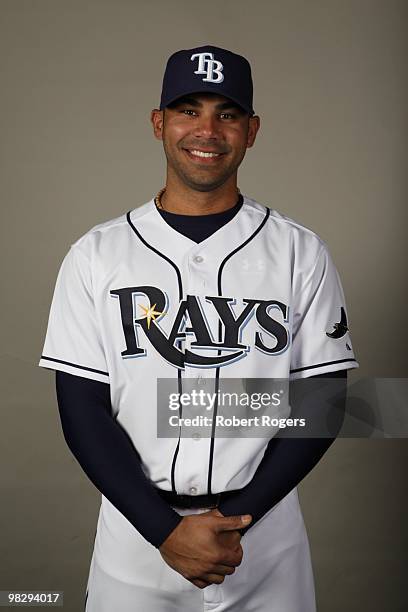 Carlos Pena of the Tampa Bay Rays poses during Photo Day on Friday, February 26, 2010 at Charlotte County Sports Park in Port Charlotte, Florida.