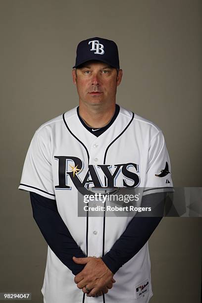 Derek Shelton of the Tampa Bay Rays poses during Photo Day on Friday, February 26, 2010 at Charlotte County Sports Park in Port Charlotte, Florida.