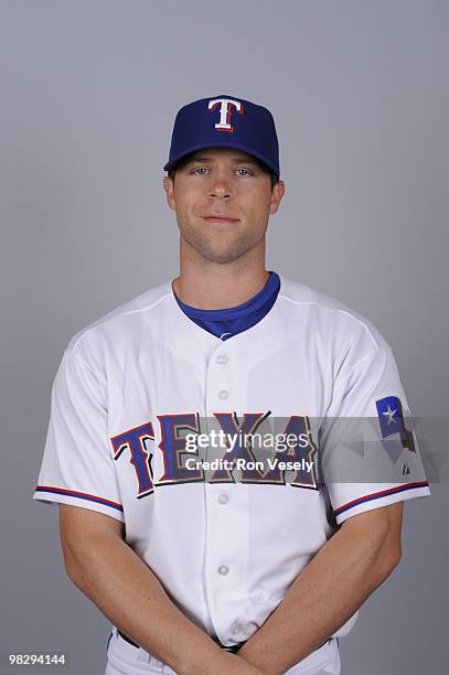Rich Harden of the Texas Rangers poses during Photo Day on Tuesday, March 2, 2010 at Surprise Stadium in Surprise, Arizona.