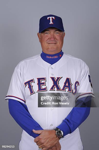 Clint Hurdle of the Texas Rangers poses during Photo Day on Tuesday, March 2, 2010 at Surprise Stadium in Surprise, Arizona.
