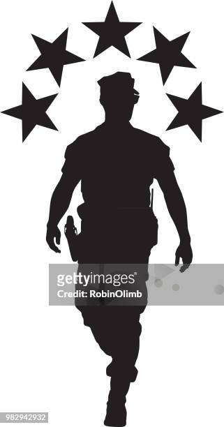 ilustrações de stock, clip art, desenhos animados e ícones de military man with stars silhouette - marine icon