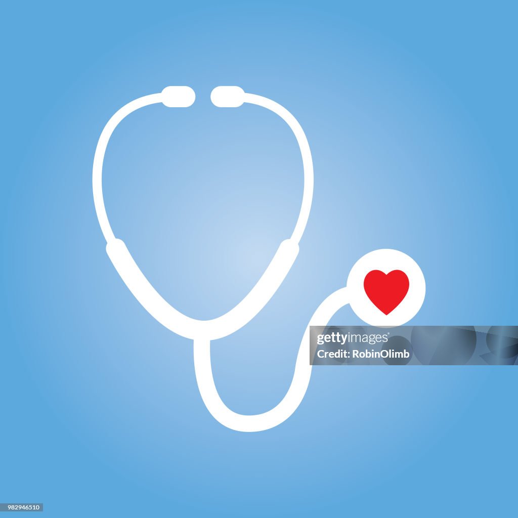 Red Heart Stethoscope Icon