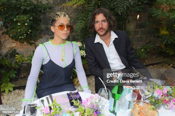 Poppy Ajudha and Charlie Salt attend the Paul Smith SS19 VIP dinner during Paris Fashion Week at Hotel Particulier Montmartre on June 24, 2018 in...