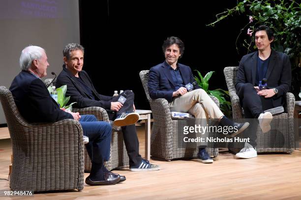 Chris Matthews, Ben Stiller, Noah Baumbach, and Adam Driver speak onstage during 'In Their Shoes' at the 2018 Nantucket Film Festival - Day 5 on June...