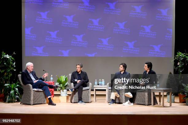 Chris Matthews, Ben Stiller, Noah Baumbach, and Adam Driver speak onstage during 'In Their Shoes' at the 2018 Nantucket Film Festival - Day 5 on June...