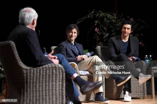 Chris Matthews, Noah Baumbach, and Adam Driver speak onstage during 'In Their Shoes' at the 2018 Nantucket Film Festival - Day 5 on June 24, 2018 in...