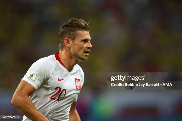 Lukasz Piszczek of Poland n action during the 2018 FIFA World Cup Russia group H match between Poland and Colombia at Kazan Arena on June 24, 2018 in...