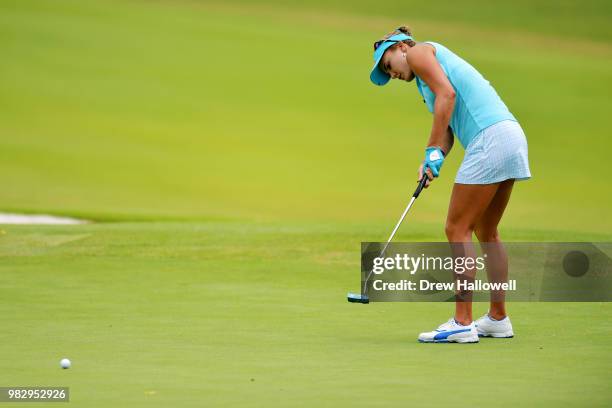 Lexi Thompson putts on the fourth hole during the final round of the Walmart NW Arkansas Championship Presented by P&G at Pinnacle Country Club on...