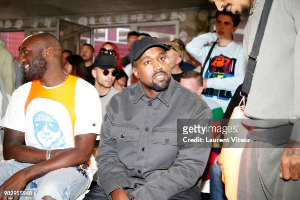 Virgil Abloh, Kanye West attend the 1017 ALYX 9SM Menswear Spring/Summer 2019 show as part of Paris Fashion Week on June 24, 2018 in Paris, France.