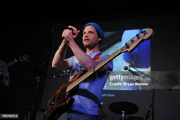 Musician Toby Leaman of the band Dr. Dog performs at the Apple Store Soho on April 6, 2010 in New York City.