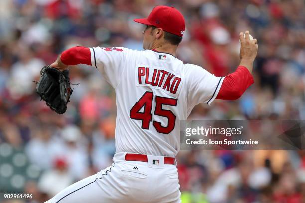 Cleveland Indians pitcher Adam Plutko delivers a pitch to the plate during the second inning of the Major League Baseball game between the Detroit...