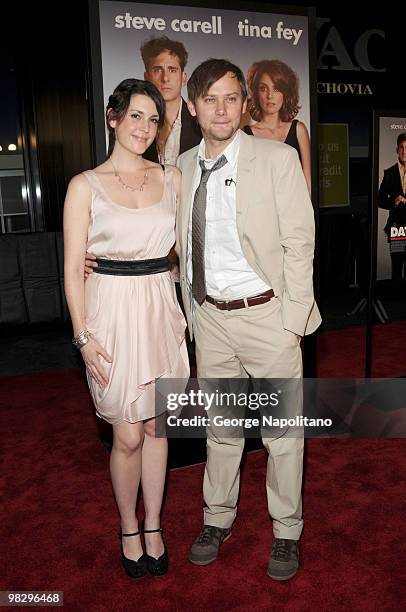 Actress Melanie Lynskey and guest attends the premiere of "Date Night" at Ziegfeld Theatre on April 6, 2010 in New York City.