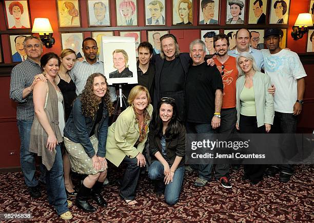 Actors Zoe Kazan, Anthony Mackie, Sam Rockwell and Christopher Walken and the cast and crew of the broadway play "A Behanding in Spokane" pose for a...