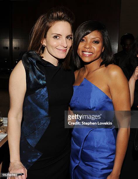 Actresses Tina Fey and Taraji P. Henson attend the after party for the premiere of "Date Night" at Aureole on April 6, 2010 in New York City.