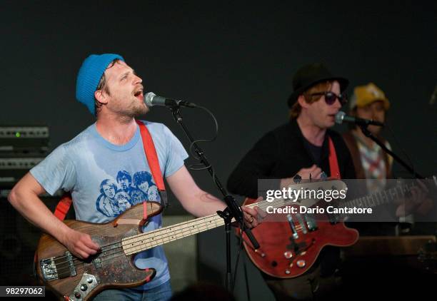 Musician Toby Leaman and Scott McMicken of the band Dr. Dog perform at the Apple Store Soho on April 6, 2010 in New York City.