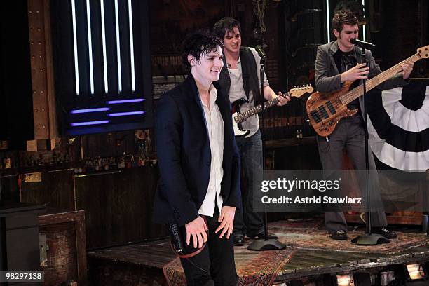 Actor Benjamin Walker performs during the opening night of "Bloody Bloody Andrew Jackson" at The Public Theater on April 6, 2010 in New York City.