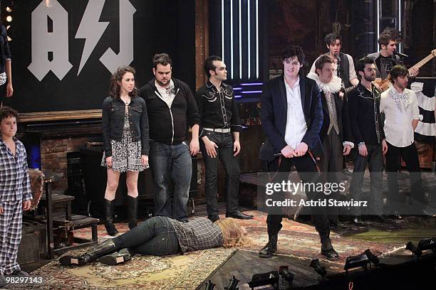 Actor Benjamin Walker performs during the opening night of "Bloody Bloody Andrew Jackson" at The Public Theater on April 6, 2010 in New York City.