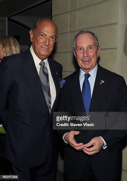 Fashion designer Oscar de La Renta and New York City Mayor Michael Bloomberg attend the Partnership with Children's annual gala at The Pierre Hotel...