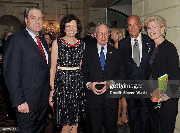 President of U.S. Trust-Bank of America Keith Banks, Diana Taylor, Mayor Michael Bloomberg, fashion designer Oscar de La Renta and President of The...