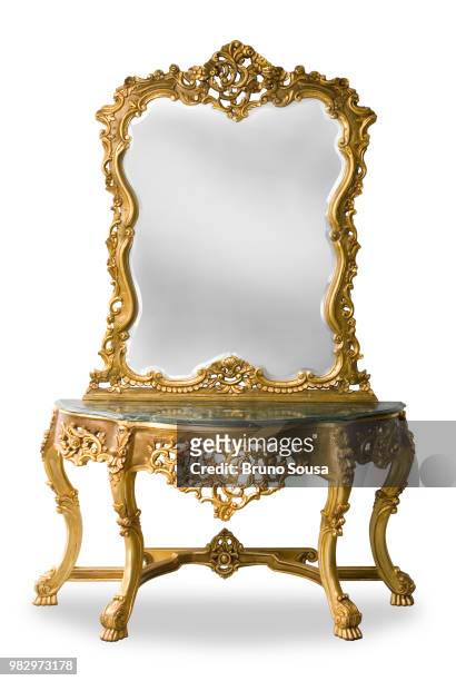 antique gold mirror furniture - mirror frame stock pictures, royalty-free photos & images