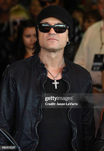 Matthias Jabs of The Scorpions is inducted into the Hollywood RockWalk on April 6, 2010 in Hollywood, California.