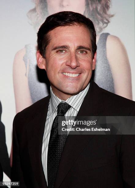 Actor Steve Carell attends the premiere of "Date Night" at Ziegfeld Theatre on April 6, 2010 in New York City.