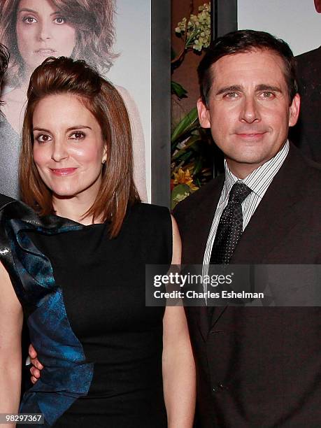 Actors Tina Fey and Steve Carell attend the premiere of "Date Night" at Ziegfeld Theatre on April 6, 2010 in New York City.