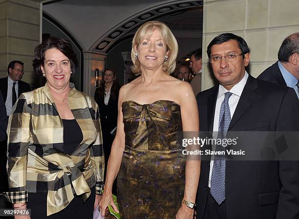 Executive director of Partnership with Children Michelle Sidrane, Liz Peek and Asheet Mehta attend the Partnership with Children's annual gala at The...