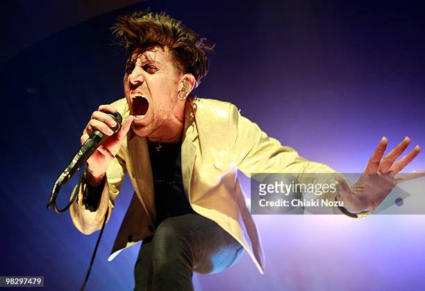 Davey Havok of AFI performs at Brixton Academy on April 6, 2010 in London, England.