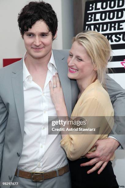 Actors Benjamin Walker and Mamie Gummer attends the opening night party for "Bloody Bloody Andrew Jackson" at The Union Square Ballroom on April 6,...