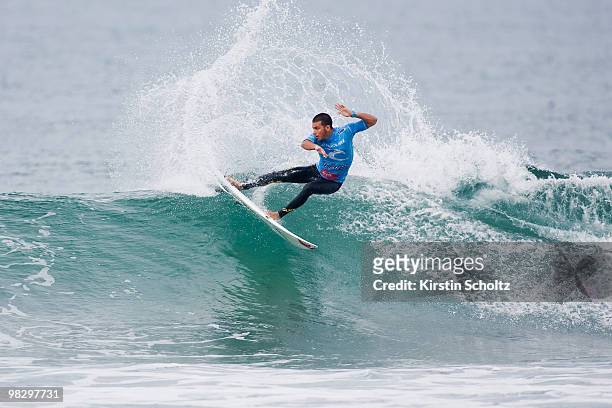 Jeremy Flores of France in action at the Rip Curl Pro on April 7, 2010 in Bells Beach, Australia.