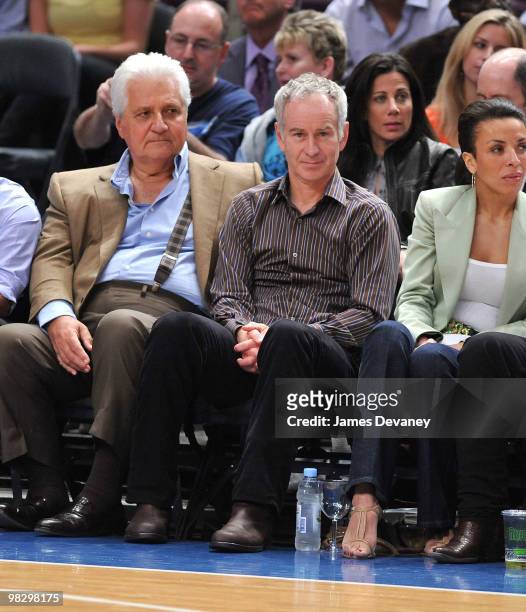 John McEnroe attends a game between the Boston Celtics and the New York Knicks at Madison Square Garden on April 6, 2010 in New York City.