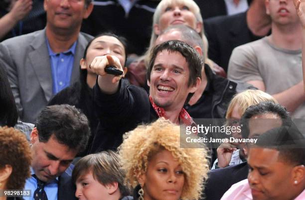 Ethan Hawke attends a game between the Boston Celtics and the New York Knicks at Madison Square Garden on April 6, 2010 in New York City.