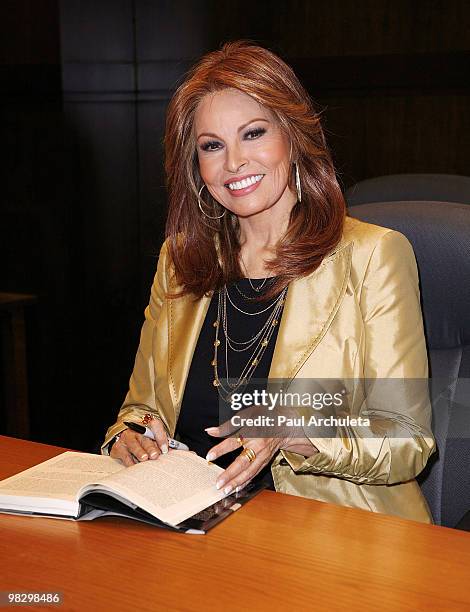 Actress Raquel Welch signs copies of her new book "Raquel: Beyond The Cleavage" at Barnes & Noble bookstore at The Grove on April 6, 2010 in Los...