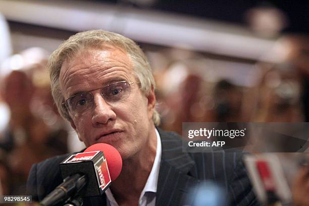 French actor Christophe Lambert answers journalists' question during the presentation of Alain Monne's last movie "L'homme de Chevet", as part of the...