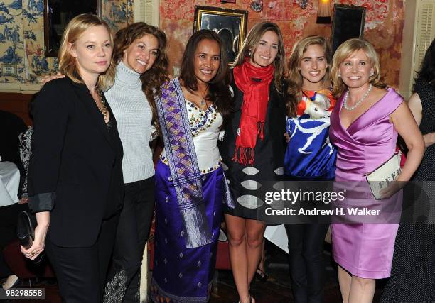 Samantha Mathis, Dylan Lauren, Somaly Mam, Lauren Bush, Ashley Bush and Sharon Bush attend the Somaly Mam Foundation's Voices of Change Anti-Human...